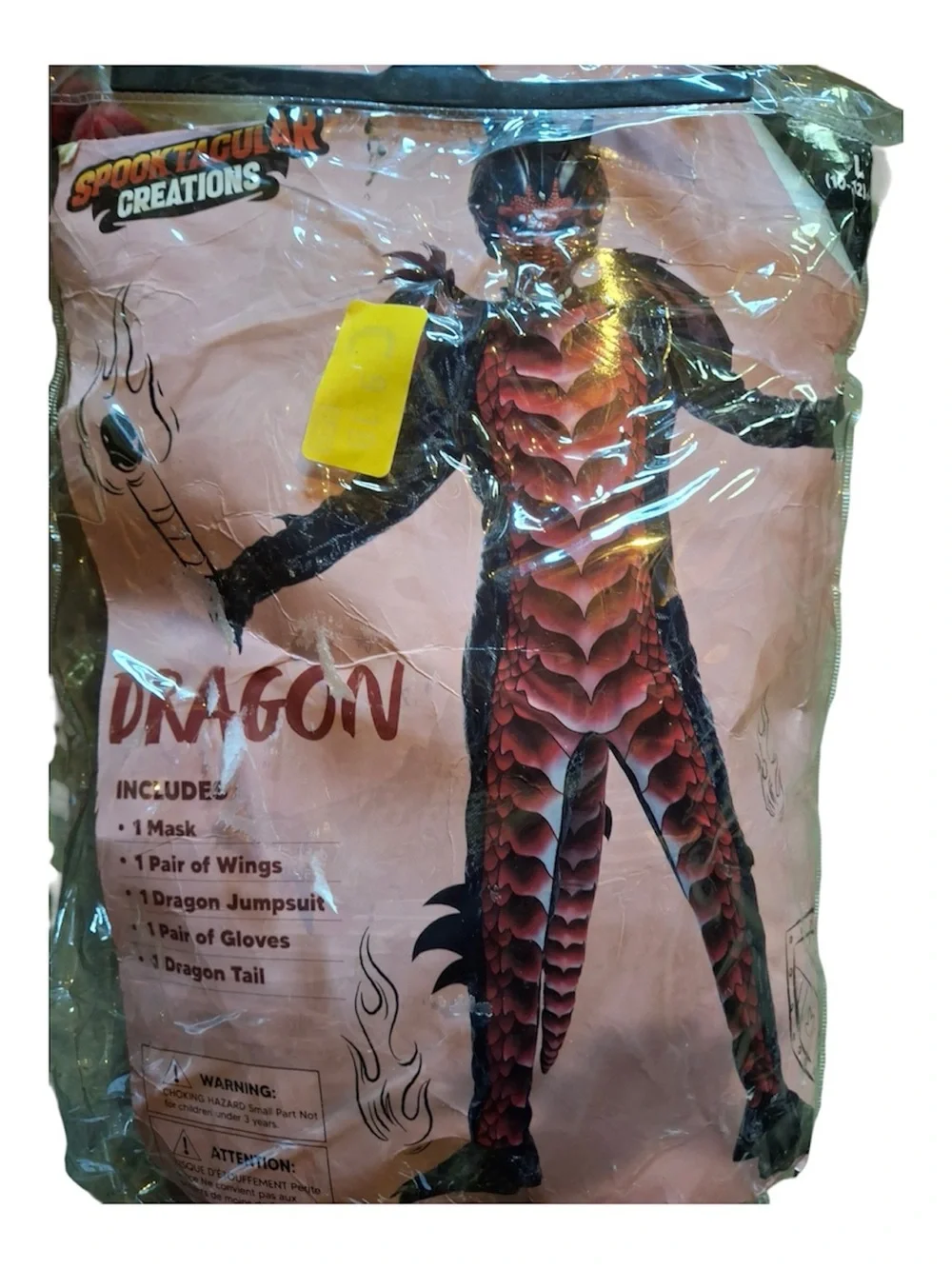 Spooktacular Creations Dragon Costume Red Black Wings Mask Tail Kids Large 10-12